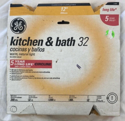 GE T9 Kitchen & Bath 32 12" Circline Round Lightbulb Warm Light 3000K 32 W 11085 - Image 1 of 3