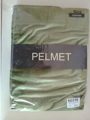 **New Pelmet curtain 132 inch long 15 inch deep tape top sage green - Image 1 of 3