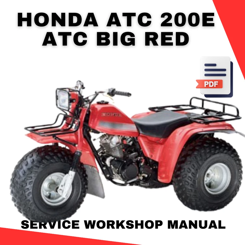 Honda ATC200E | BIG RED 200E  | 1982 - 1983 Workshop Service Manual | PDF File - Image 1 of 4