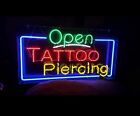 Neon Light Sign 24&quot;x16&quot; Open Tattoo Piercing Beer Bar Artwork Decor Lamp for sale