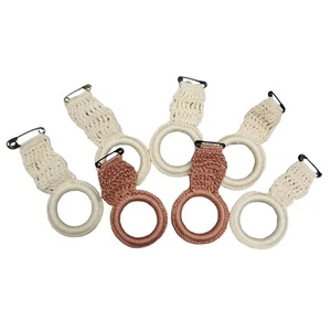 Crocheted Curtain Pulls Vintage Lot Beige - Picture 1 of 4