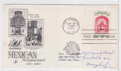 TurtlesTradingPost - Mexican Independence 1960 #1157  Artcraft FDC - Image 1 of 2