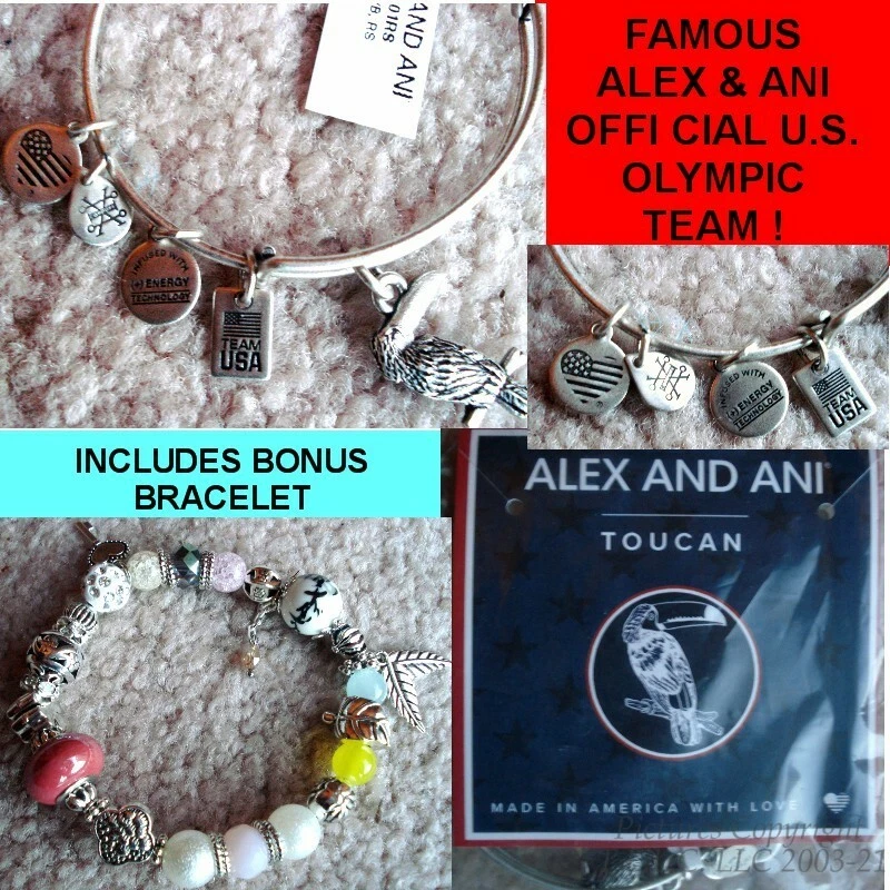 US Olympic Team Brazil Tropical Toucan Energy Silver Alex and Ani Charm Bracelet - Image 1 of 4