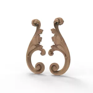 Aplique floral personalizado de madera tallada hojas de acanto para muebles barrocos adorno - Imagen 1 de 5