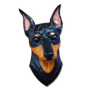 Figura miniatura de placa de cabeza de pinscher negra/bronceada - Imagen 1 de 1