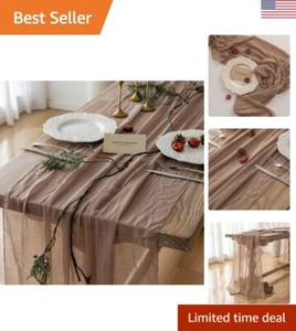 Nude Gauze Table Runner - 120 Inch - Rustic Boho Wedding Decorations - Picture 1 of 8