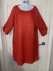 💐   Sharagano Crochet Knit Shift Dress Midi Bohemian Boho, 24W  👗 - Picture 1 of 12