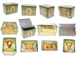 Rare South American Historical Heros Quaker Tea Tin bilingual 21 cm x 15 cm x 14 - Picture 1 of 21