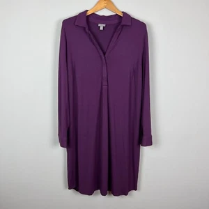 Vestido J Jill 2X Camisa Ciruela Púrpura Cambio Elastizado Manga Larga Cuello en V Sobre la Rodilla - Imagen 1 de 14