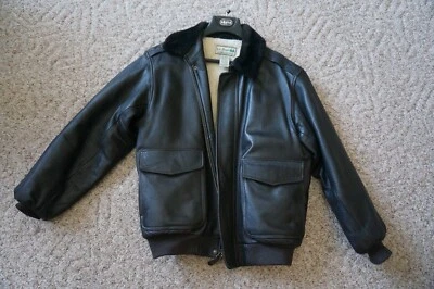 LL Bean Leat Jacket Bomber, Goatskin, wool Lined.  Large regular - Image 1 of 4