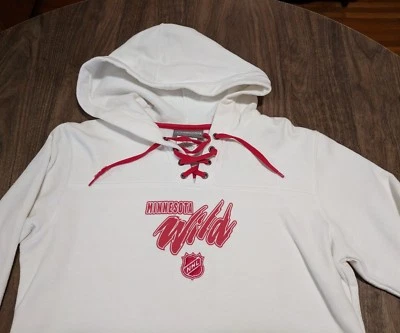 Женская белая толстовка с капюшоном Minnesota Wild Hockey NHL размер S, красный принт и вышивка - Изображение 1 из 4