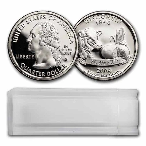2004-S Wisconsin Statehood Quarter 40-Coin Roll Proof (Silver) - SKU#40864 Cover