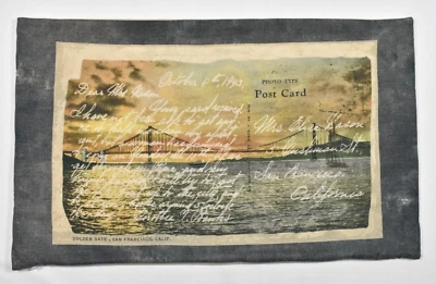 Pottery Barn San Francisco Postcard Golden Gate Bridge Lumbar Pillow Cover 16x26 - Image 1 of 4