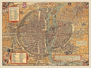 Paris 1575 Historic City Plan Vintage Map - 18x24 - Picture 1 of 3