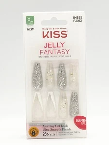 Kiss Gel Extra Lungo Finitura Liscia Colla Unghie, Argento Glitter 84855 - Foto 1 di 8