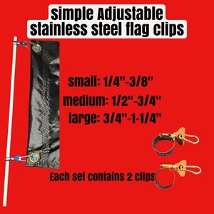 Abrazaderas de bandera de acero inoxidable simples ajustables / sistema de clip postes popas marinas - Imagen 1 de 10