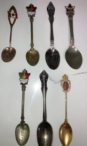 Lot of 7,  Vintage Canadian Souvenir Spoons Cover