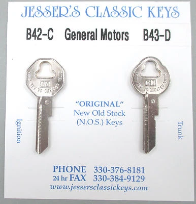 原装 1968 年通用凯迪拉克钥匙 B-42-C B-43-D NOS 钥匙套装 '68 球童 — 第 1/4 张图片