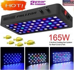 Phlizon 165W Dimmable Auqarium Light Full Spectrum Reef Lamp for Coral Fish Tank - Picture 1 of 12