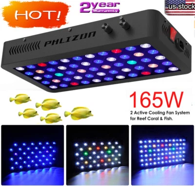 Phlizon 165W Dimmable Auqarium Light Full Spectrum Reef Lamp for Coral Fish Tank - Image 1 of 4