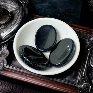 Especímenes minerales de cristal de piedra de bolsillo de obsidiana negra natural - Imagen 1 de 3