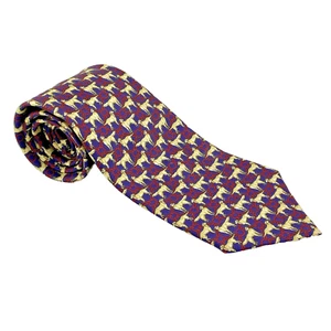 Vintage Huntington Golden Retriever Print 100% Silk Necktie Dog Made in England - Picture 1 of 6