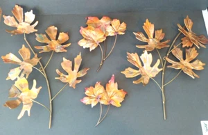 Vtg Copper Brass Metal Set Of Four Acorn Leaves Spray Wall Decor MCM - Picture 1 of 10