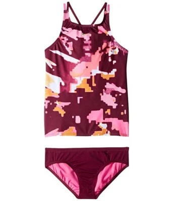 Nike L16730 Niños Burdeos Glitch Spiderback Tankini Conjunto de Natación Talla Grande Foto 1 de 2