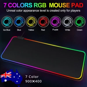 LED Gaming Mouse Pad Large RGB Extended Mousepad Keyboard Desk Anti-slip Mat - Picture 1 of 15