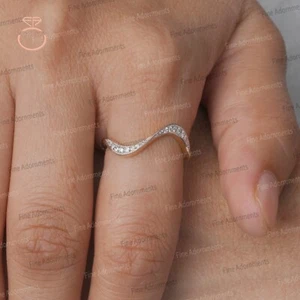 Pave Diamond Solid 14k Yellow Gold Ring Jewelry Handmade Statement Thin Ring - Picture 1 of 12