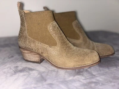 Crown Vintage Giancita Brown Suede Snake Leather Print Ankle Boot Size 6.5m - Image 1 of 4