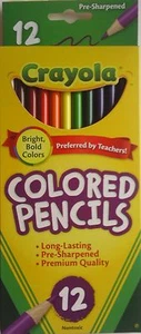 CRAYOLA COLORED PENCILS Pre-Sharpened Premium Quality 12 Colors, 12 Ct/Pack - Picture 1 of 2