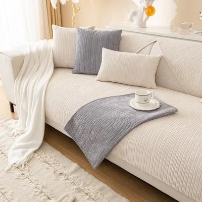 Striped Chenille Sofa Cover for Living Room - Non-Slip, Anti-Dirty Design - Image 1 of 4