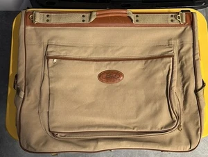 Eddie Bauer Ed. Ford Canvas & Leather Fold Up Hanging Garment/Suit Travel Bag - Picture 1 of 3