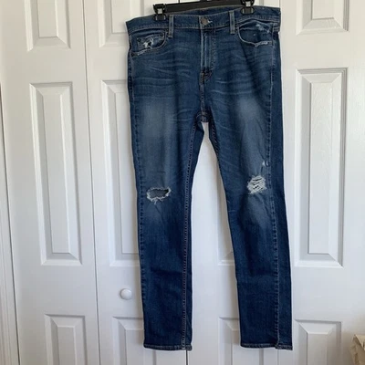 Hollister Denim Jeans Men’s Size 36 X 32 Med Wash Distressed Classic Taper Legs - Image 1 of 4