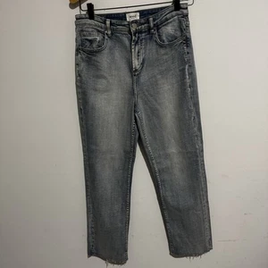 SEED HERITAGE WOMENS JEANS 10 STRAIGHT LEG RAW HEM BLUE DENIM HIGH RISE STRETCH - Picture 1 of 10