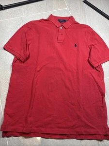 Men's Large Polo Ralph Lauren Short Sleeve Collared Shirt Red Classic Fit - Picture 1 of 7