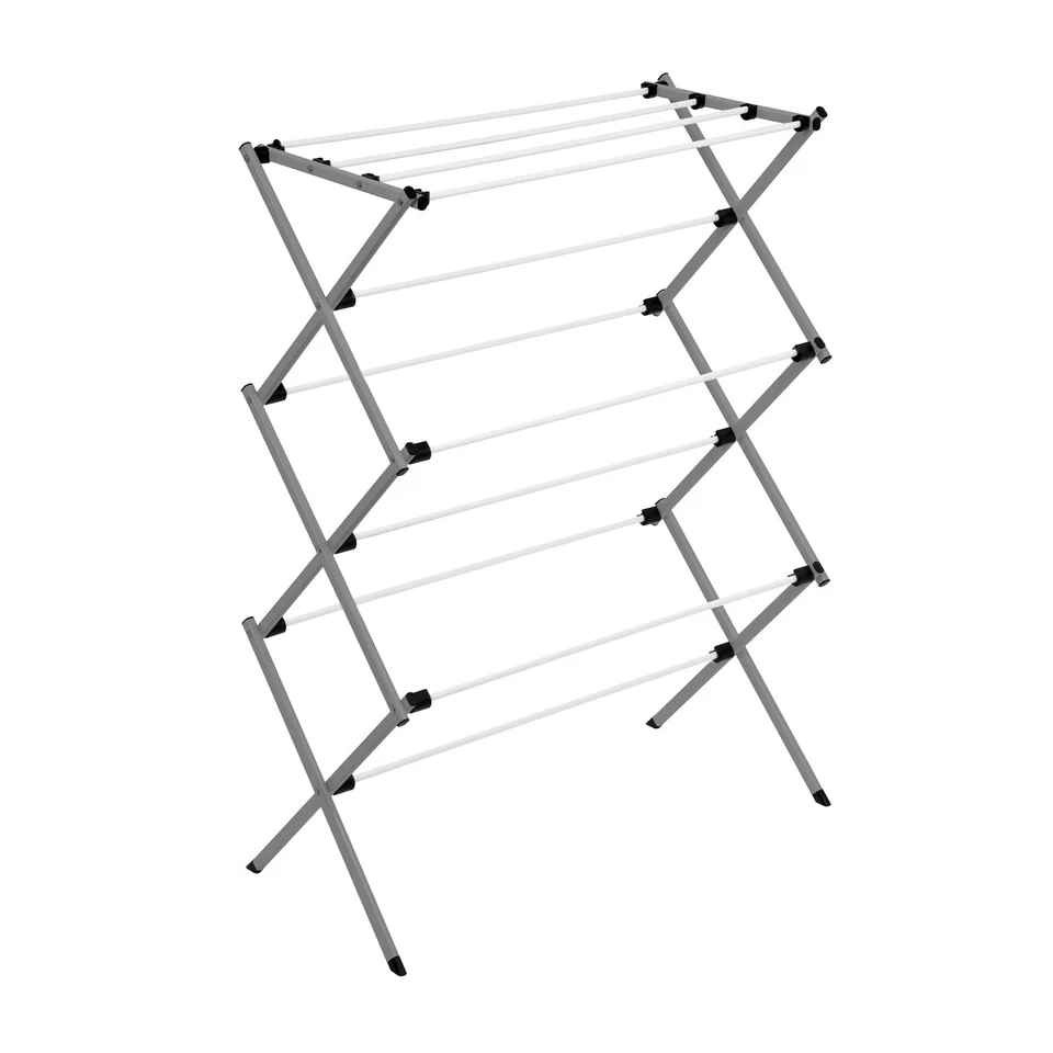 HONEY-CAN-DO COLLAPSIBLE LAUNDRY & TOWEL RACK, STURDY, STEEL - WHITE/ SILVER - Image 1 of 4