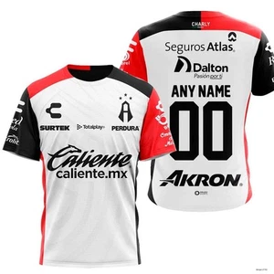 Custom LIGA MX Atlas F.C T-Shirt Soccer Sleek White Design Red Black Accents - Picture 1 of 7