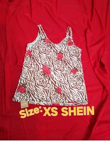 (XS)SHEIN Frenchy Rose/Animal Print Doppel Spaghettiträger Fließendes Top - Bild 1 von 3
