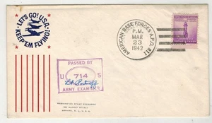 WW2 Patriotic 1942 KEEP EM FLYING PASSED ARMY EXAMINER AMERICAN BASE FORCES APO - Picture 1 of 1