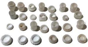 Antique Cosmetic/Apothecary Lot Of 27 Small Milk Glass Jars - Picture 1 of 16