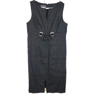 Vestido Vintage Y2K Negro LINO Cinturón Sin Mangas Plus 16 Cambio Verano Minimalista Foto 1 de 4