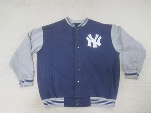 New York Yankees Jacke Herren XL blau grau Bomber Varsity Button Majestic - Bild 1 von 13