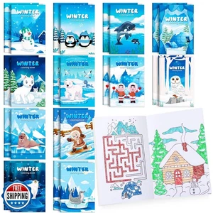 BenLouis 60 Pcs Winter Mini Coloring Books Kids Polar Animals Penguin Party F - Picture 1 of 5