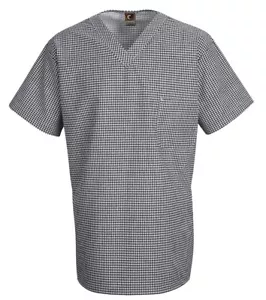 NEU Chef Designs Large schwarz-weiß kariertes Hemd mit V-Ausschnitt SP08 - Bild 1 von 4