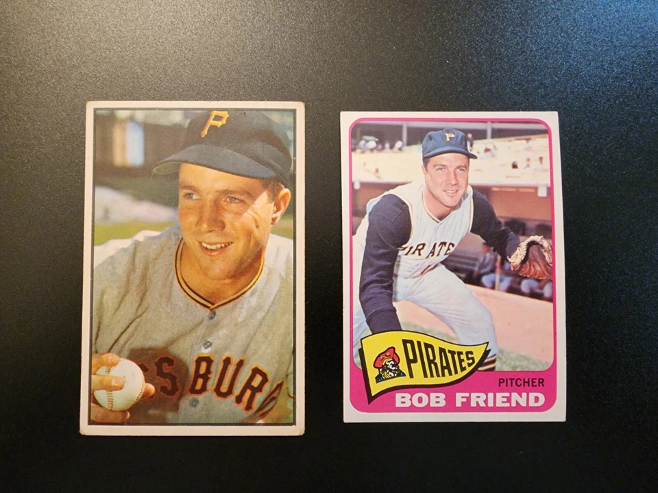 Bob Friend Pittsburgh Pirates 2 Card Lot 1953 Bowman And 1965 Topps - Image 1 of 2