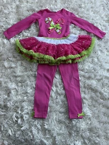 Emily Rose Girls, Pink Candy Cane Tulle Dress/Pant Set, 5, Good Condition - Picture 1 of 20