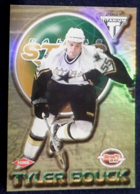 Tyler Bouck Private Stock Titanium Draft Dayrookie card 159 - 1000, 2001 -02 NHL - Image 1 of 2