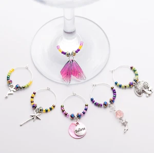 WINE GLASS CHARMS & MARKERS - Enchanted Fairy Hollow Themed Party Gift Ideas - Picture 1 of 18